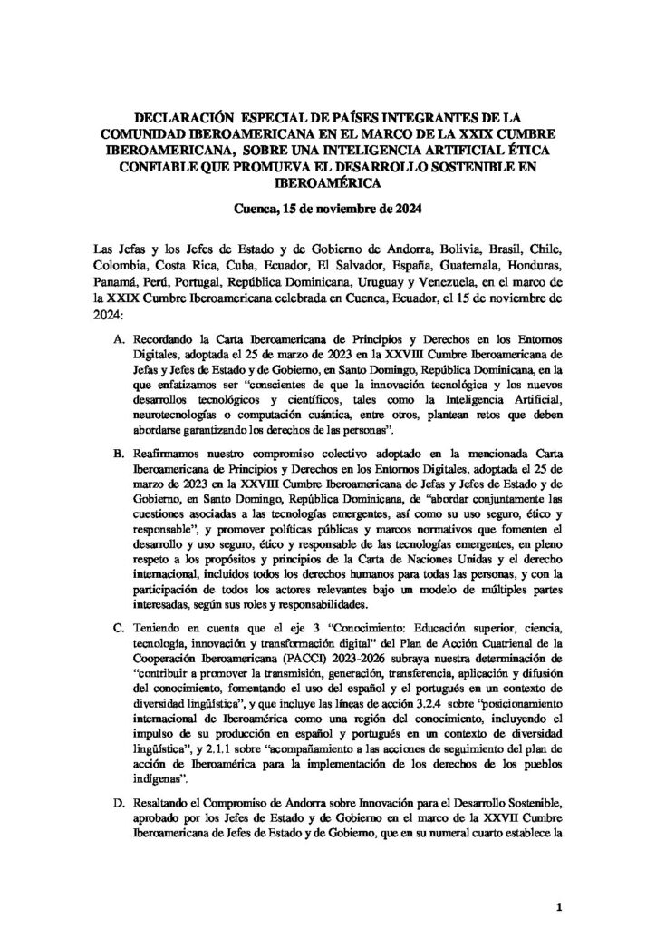 Declaración Iberoamericana 2024