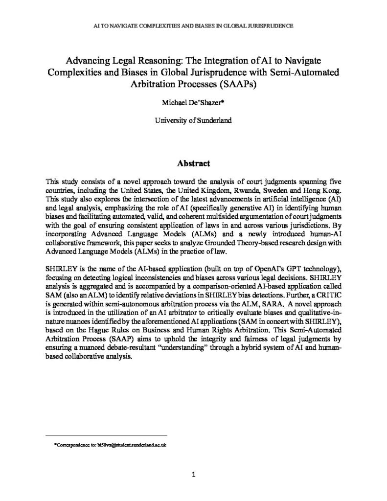 Advancing Legal Reasoning: The Integration of AI